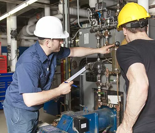 Técnicos realizando mantenimiento industrial de maquinaria
